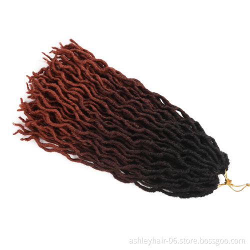 18 Inch 24 Strands Crochet Braids Goddess Ombre Color Faux Locs Synthetic Extension